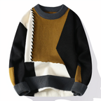 Gareth Men's Patchwork Jumper – Soft Warm Knit for Smart-Casual Autumn Style