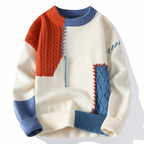 Gareth Men's Patchwork Jumper – Soft Warm Knit for Smart-Casual Autumn Style