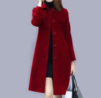 Evelyn Women's Long Coat – Classic Button Front Smart Winter Overcoat with Pockets