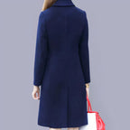 Evelyn Women's Long Coat – Classic Button Front Smart Winter Overcoat with Pockets