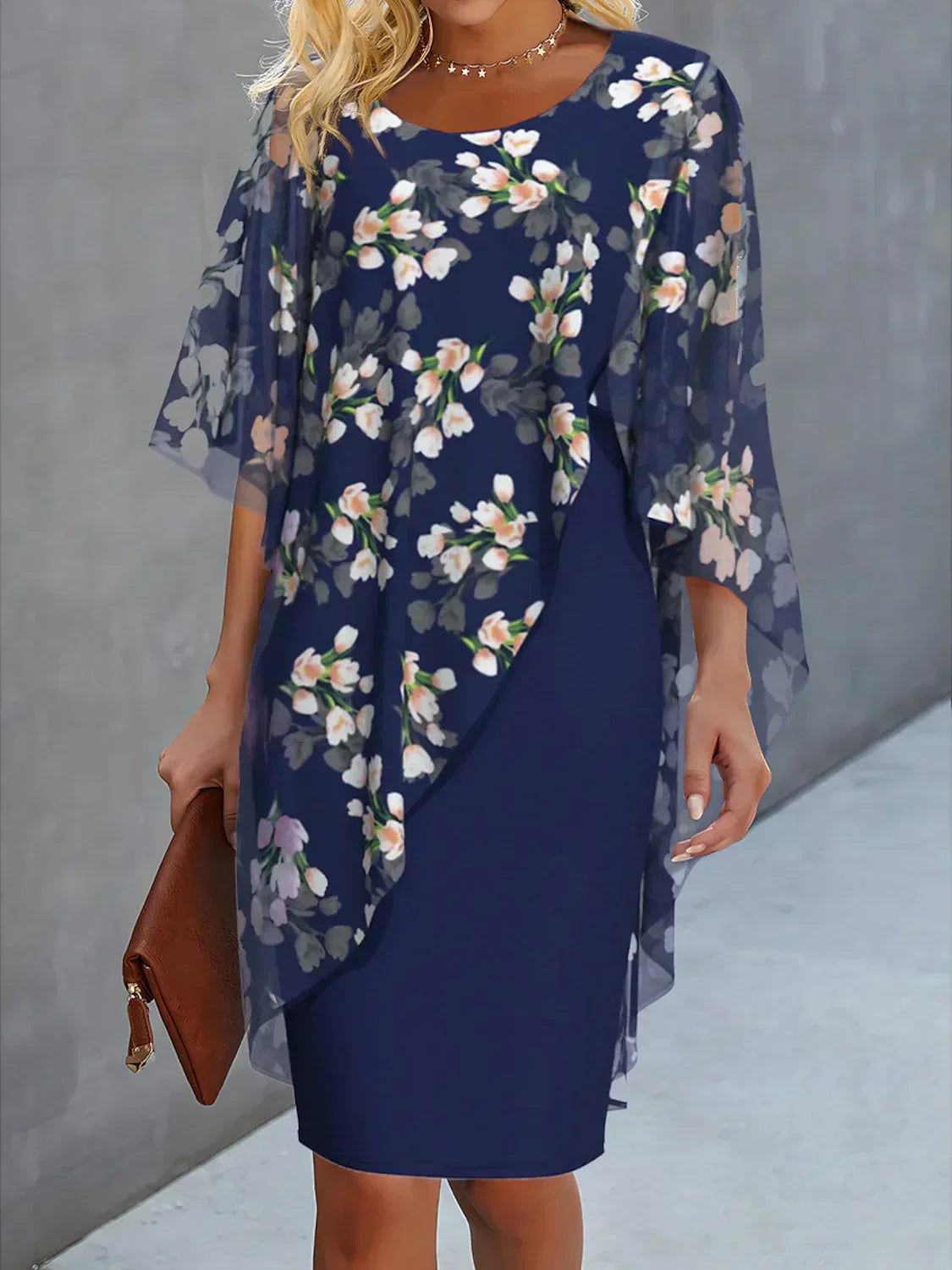 Aurélie Women's Floral Chiffon Dress – Elegant Lightweight Midi Dress for Summer