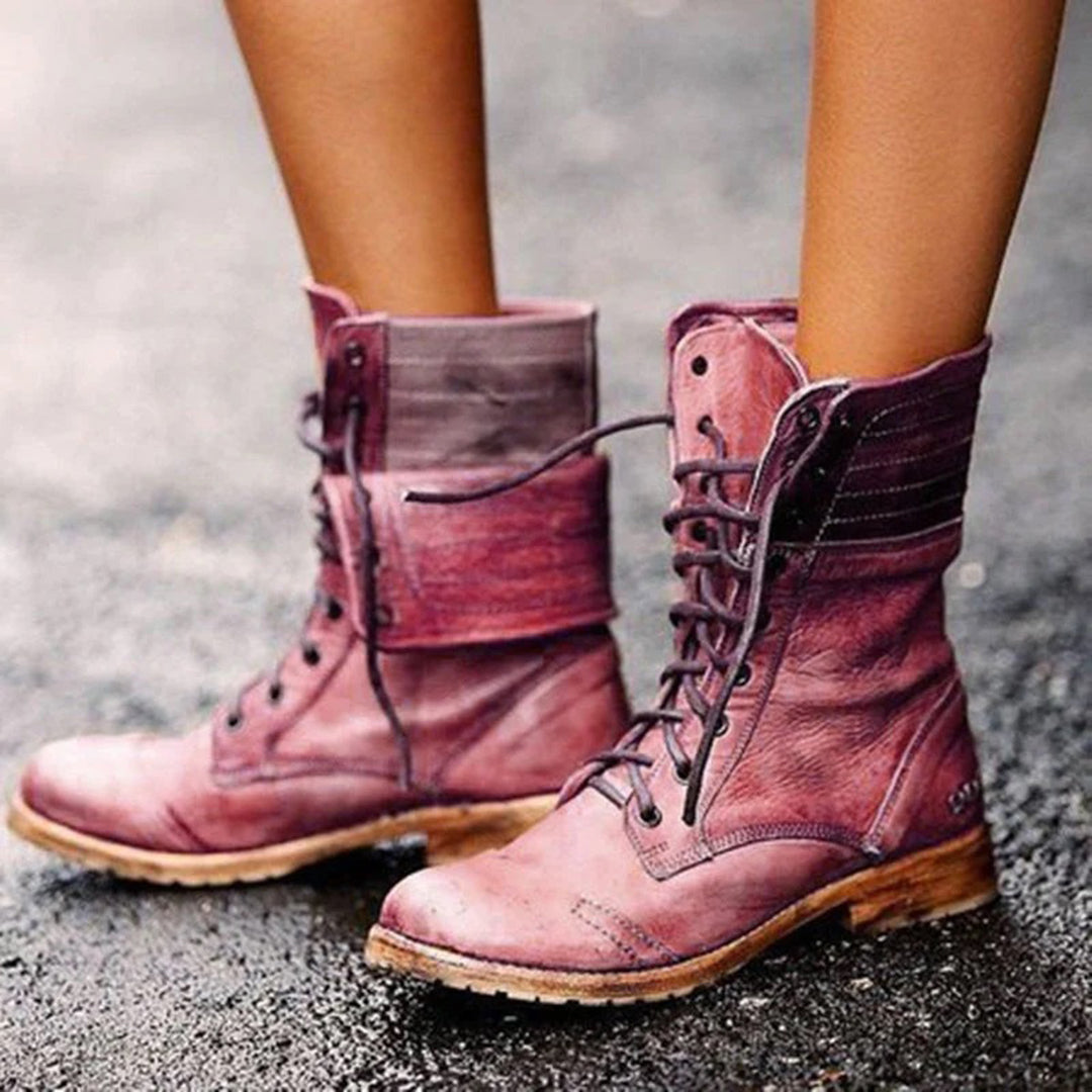 Vivienne Women's Leather Ankle Boots – Lace Up Smart Casual Classic Boots
