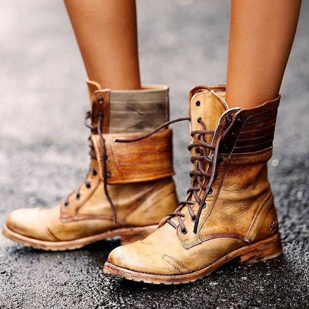 Vivienne Women's Leather Ankle Boots – Lace Up Smart Casual Classic Boots
