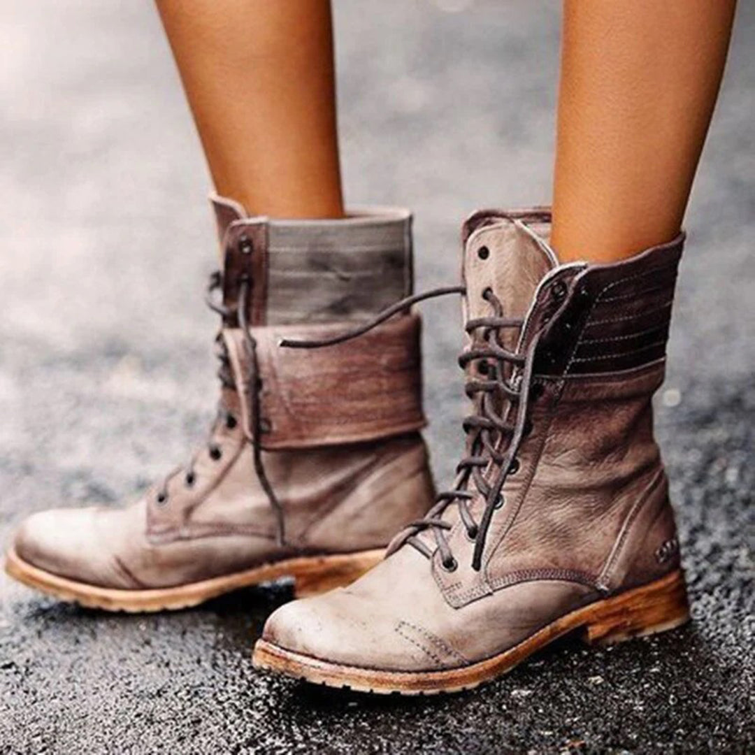 Vivienne Women's Leather Ankle Boots – Lace Up Smart Casual Classic Boots