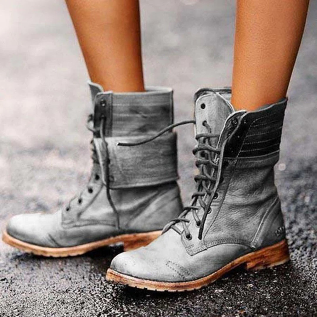 Vivienne Women's Leather Ankle Boots – Lace Up Smart Casual Classic Boots