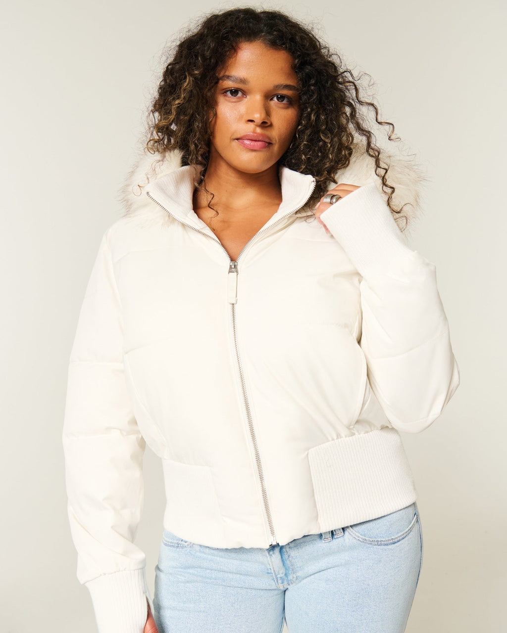 Scarlett Women's Winter Puffer Coat – Faux Fur Hood Cropped Warm Jacket