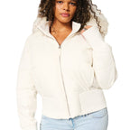 Scarlett Women's Winter Puffer Coat – Faux Fur Hood Cropped Warm Jacket