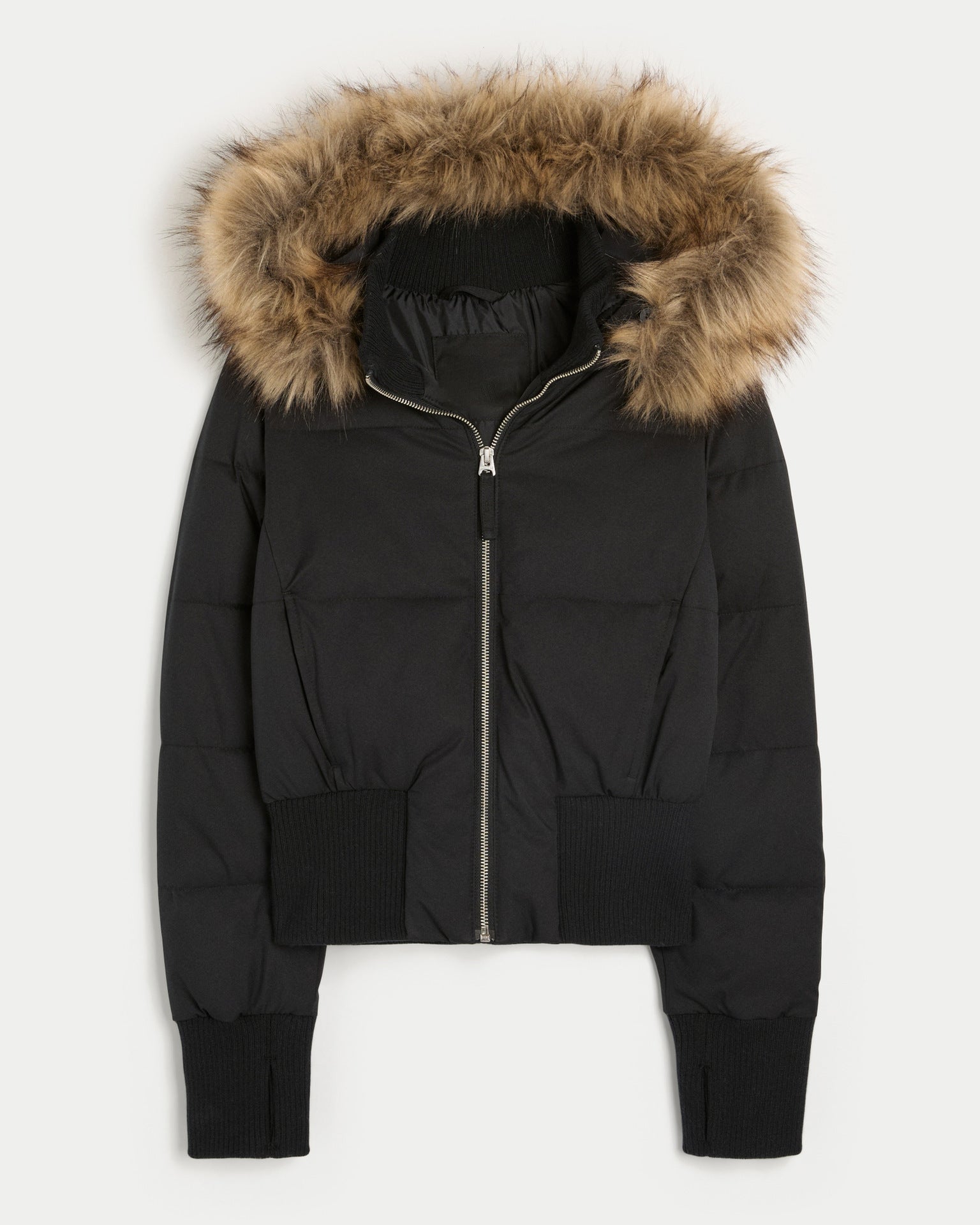 Scarlett Women's Winter Puffer Coat – Faux Fur Hood Cropped Warm Jacket