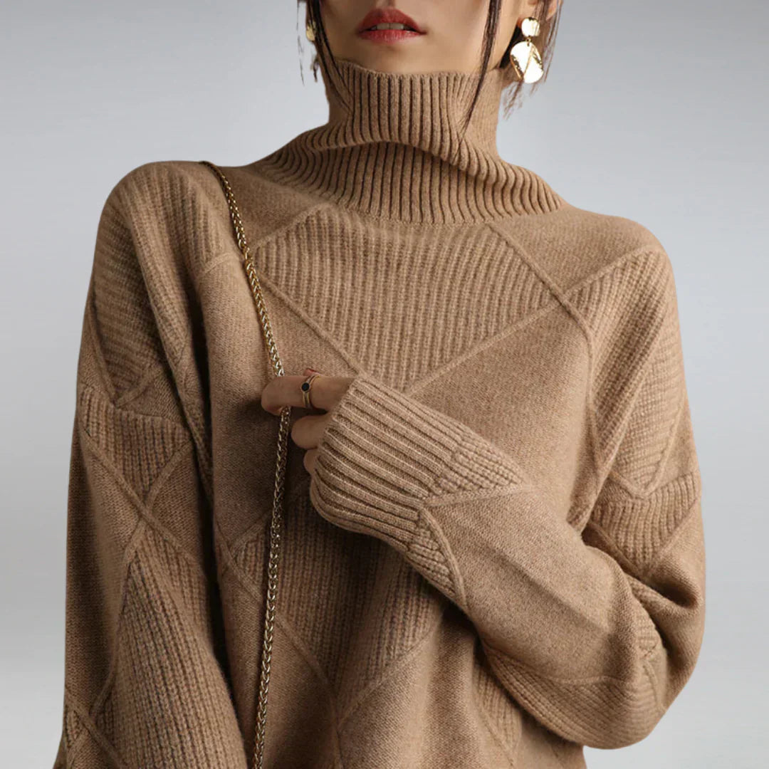 Lisette Women's Cashmere Roll-Neck Jumper – Soft Warm Knit in Eight Colours
