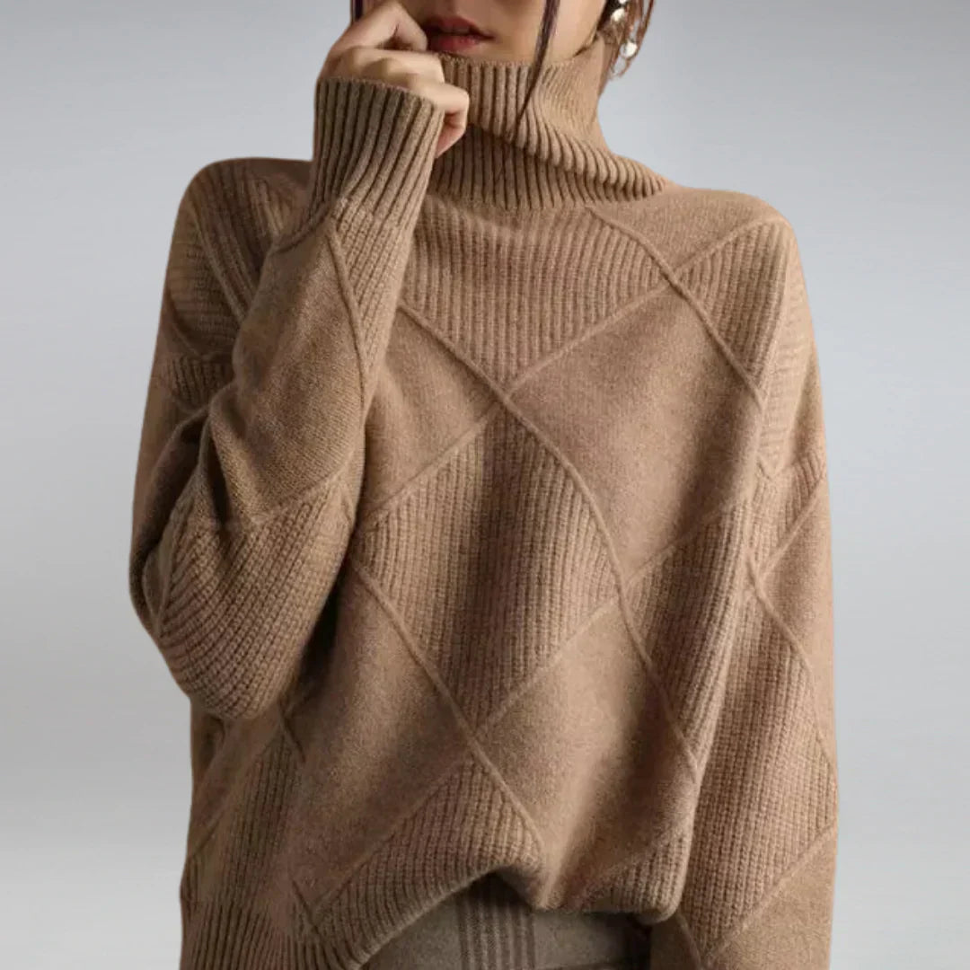 Lisette Women's Cashmere Roll-Neck Jumper – Soft Warm Knit in Eight Colours