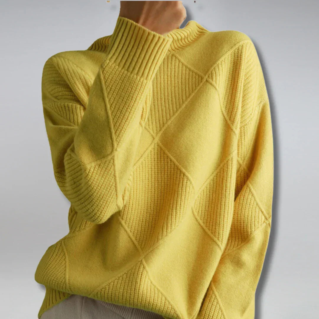 Lisette Women's Cashmere Roll-Neck Jumper – Soft Warm Knit in Eight Colours