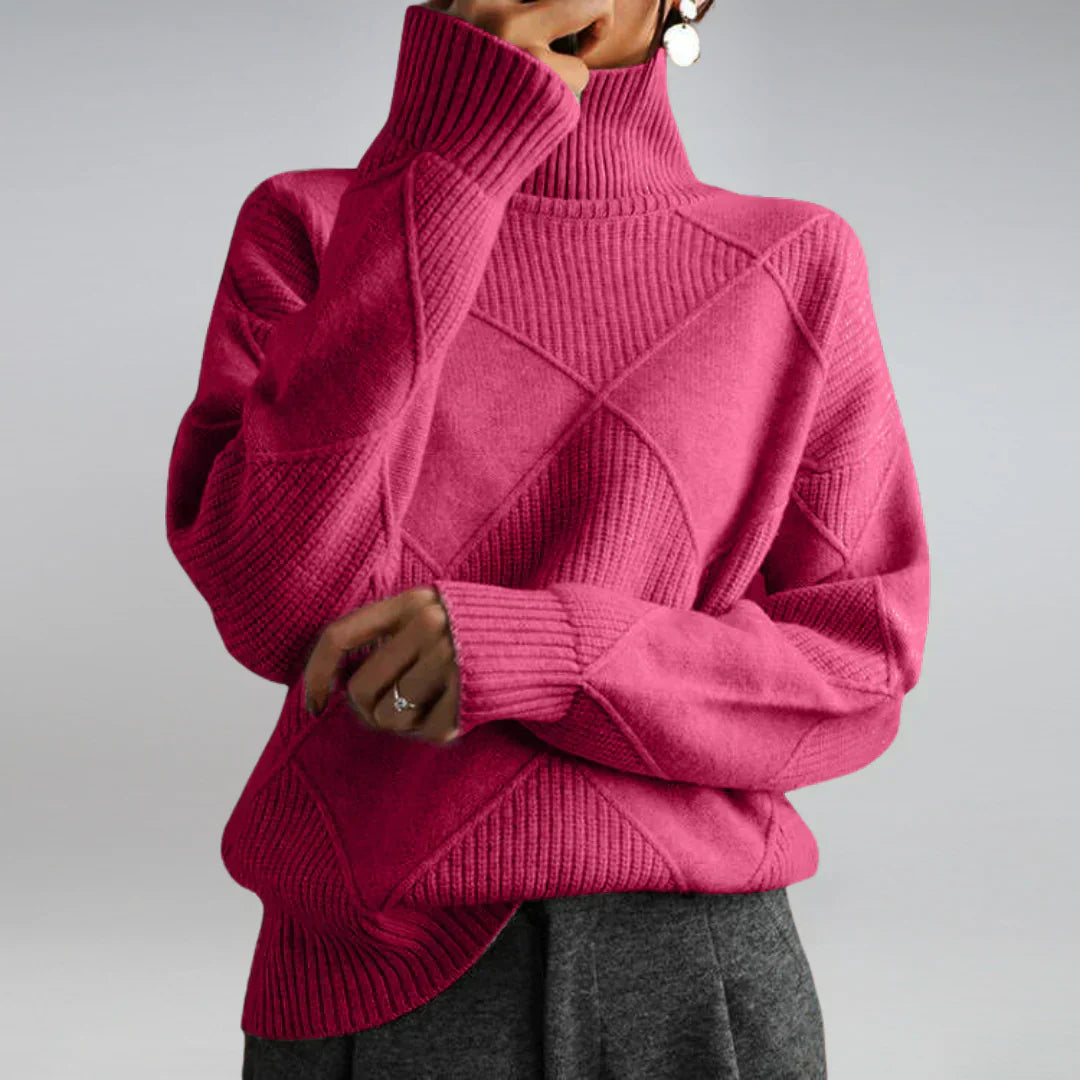 Lisette Women's Cashmere Roll-Neck Jumper – Soft Warm Knit in Eight Colours
