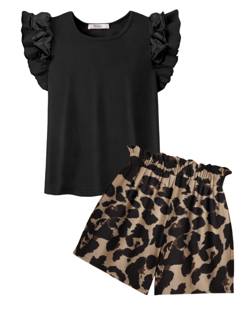 Florence Girls Ruffle T-Shirt & Shorts Set – Casual Summer Two-Piece Outfit