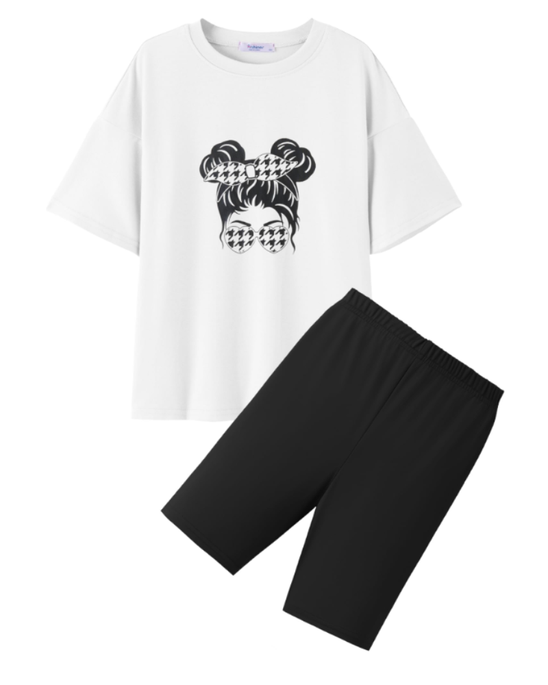 Heidi Girls T-Shirt & Cycling Shorts Set – Casual Summer Two-Piece Outfit