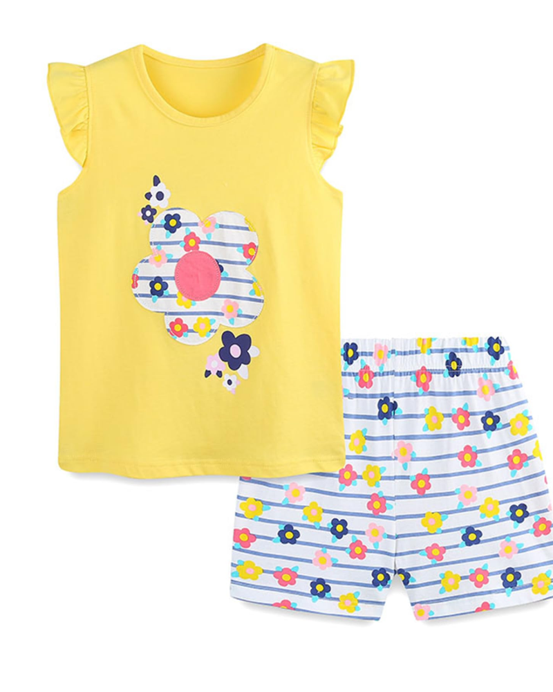 Willow Girls Cotton T-Shirt & Shorts Set – Printed Summer Two-Piece Outfit