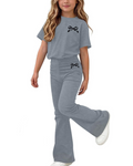 Piper Girls Bow T-Shirt & Trousers Set – Short Sleeve Two-Piece Outfit