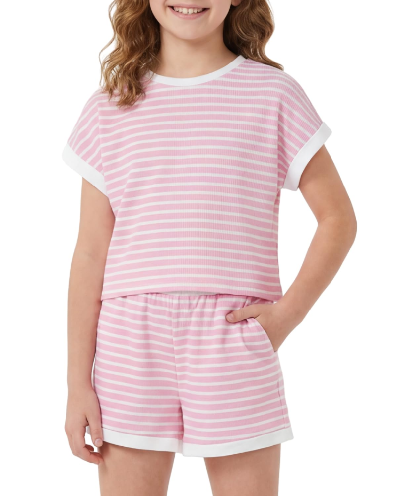 Georgia Girls T-Shirt & Shorts Set – Striped Two-Piece Summer Outfit