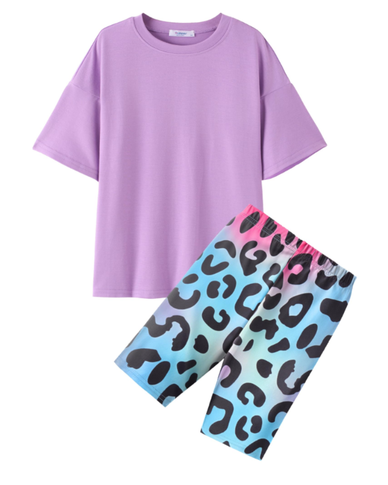 Heidi Girls T-Shirt & Cycling Shorts Set – Casual Summer Two-Piece Outfit