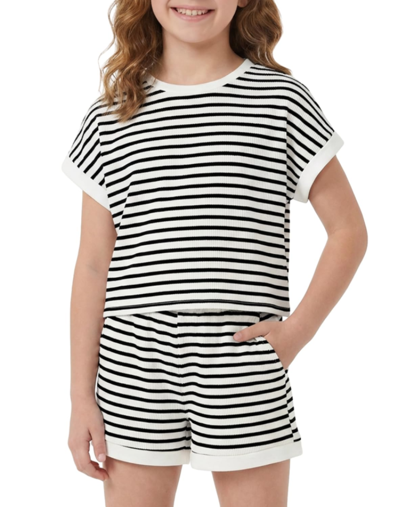 Georgia Girls T-Shirt & Shorts Set – Striped Two-Piece Summer Outfit