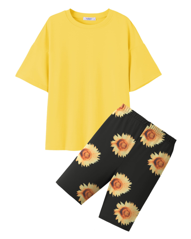 Heidi Girls T-Shirt & Cycling Shorts Set – Casual Summer Two-Piece Outfit