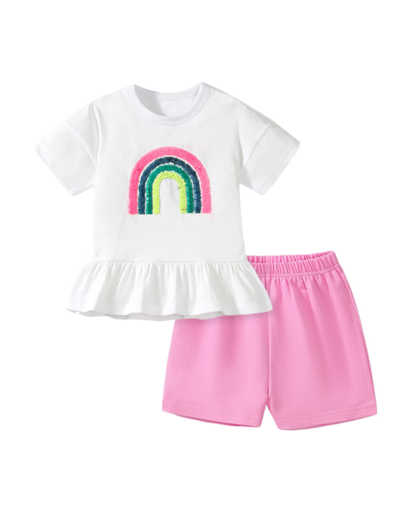Willow Girls Cotton T-Shirt & Shorts Set – Printed Summer Two-Piece Outfit