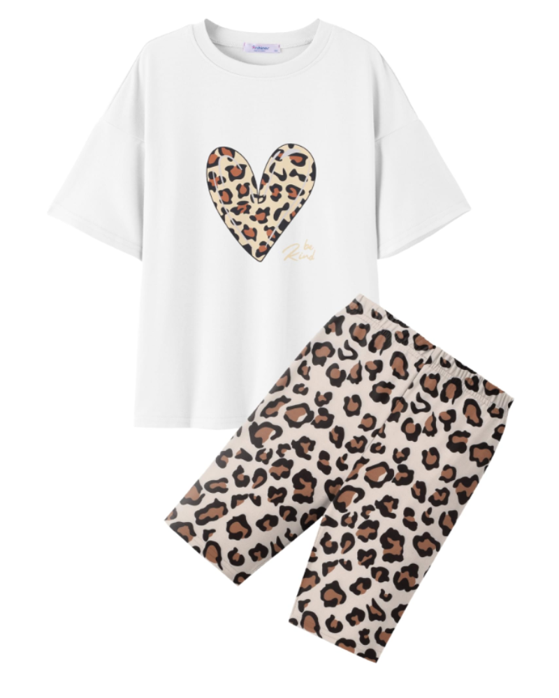Heidi Girls T-Shirt & Cycling Shorts Set – Casual Summer Two-Piece Outfit