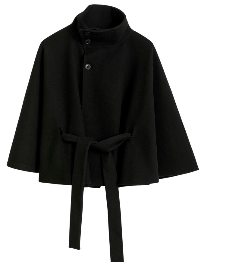 Genevra Women's Wool Blend Coat – Belted High Neck Long Winter Overcoat