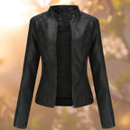 Viviana Women's Leather Jacket – Slim Fit Zip Up Biker Spring Autumn Coat