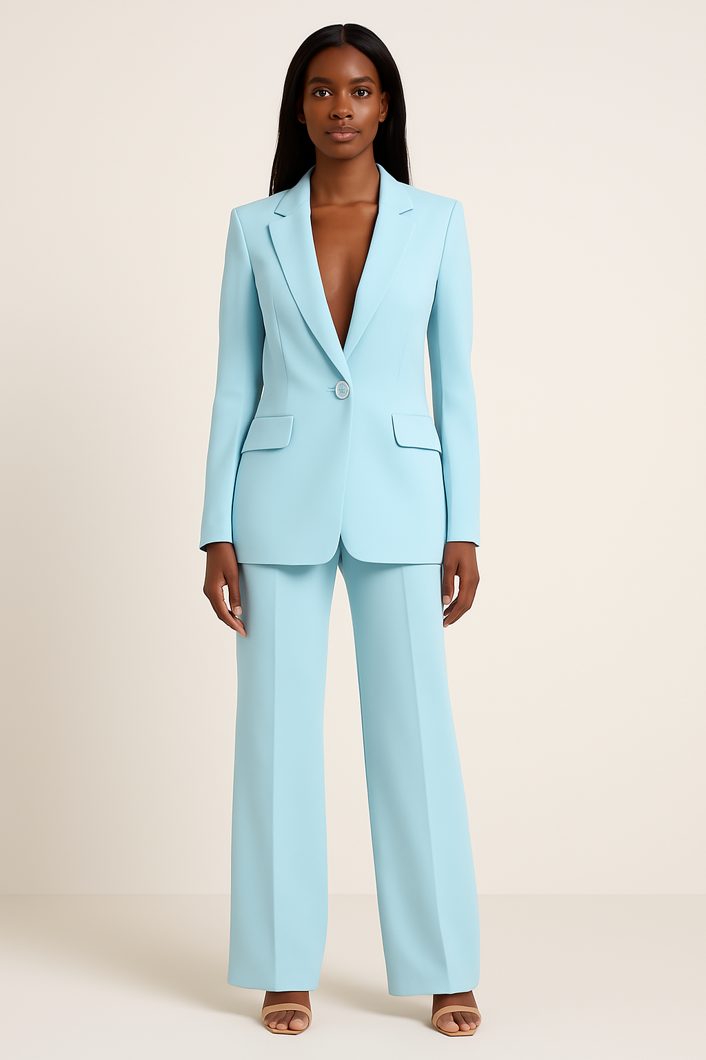 Victoria Women's Trouser Suit – Satin Blazer & Wide Leg Smart Co-Ord Set