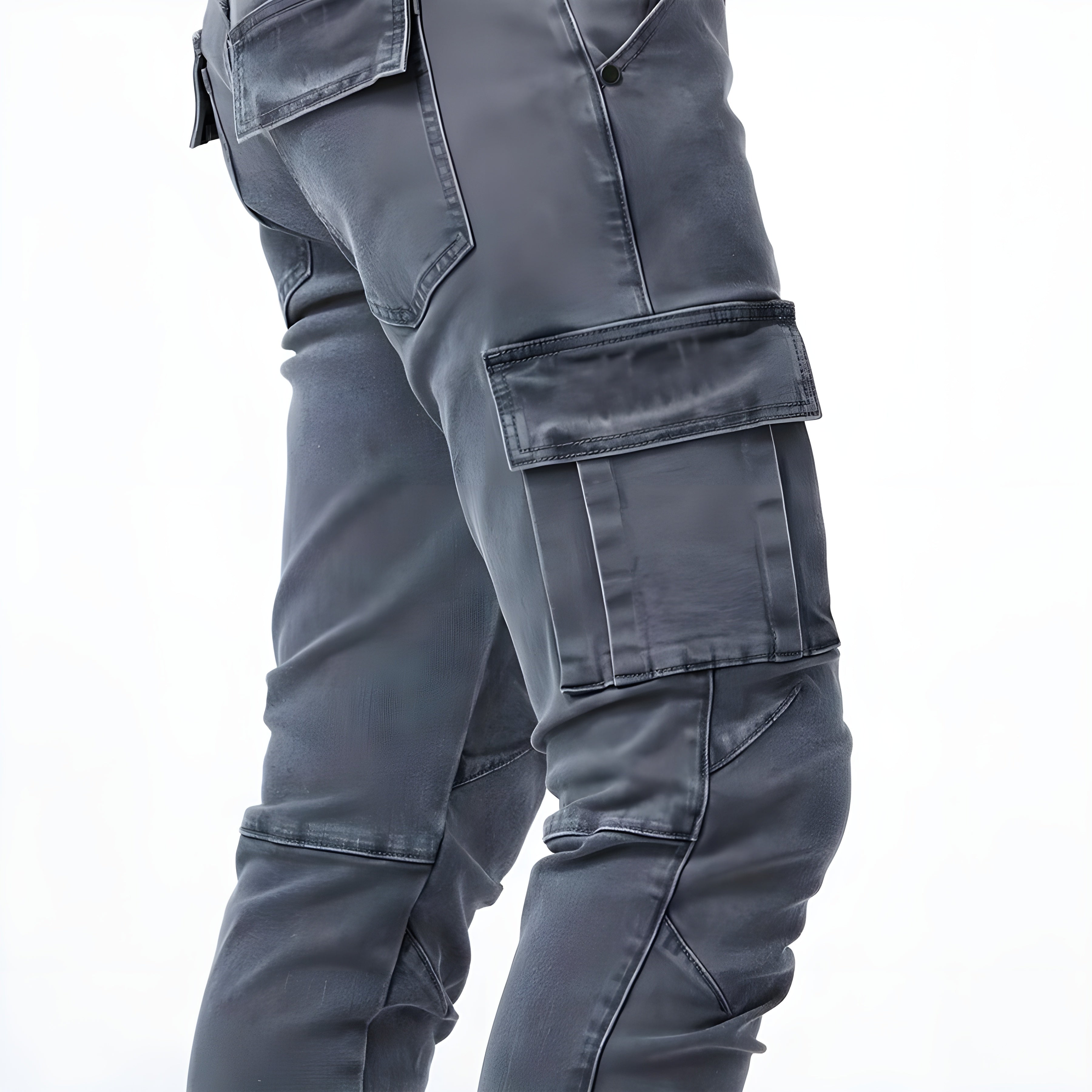 Declan Men's Stretch Cargo Jeans – Slim Fit Denim Utility Trousers with Pockets