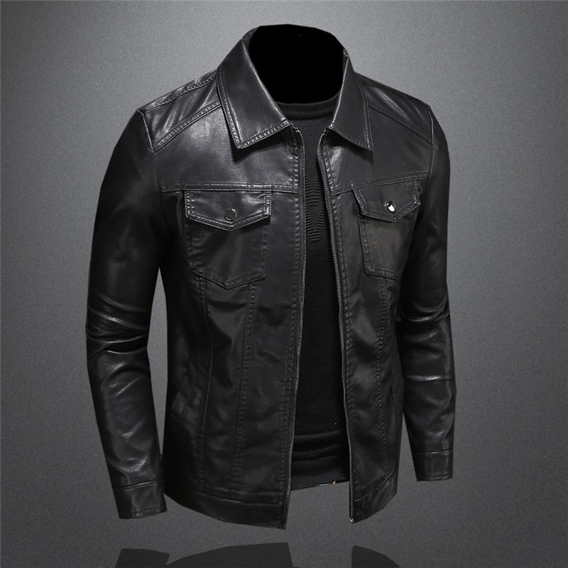 Harrison Men's Leather Jacket – Premium Classic Smart Casual Biker Coat
