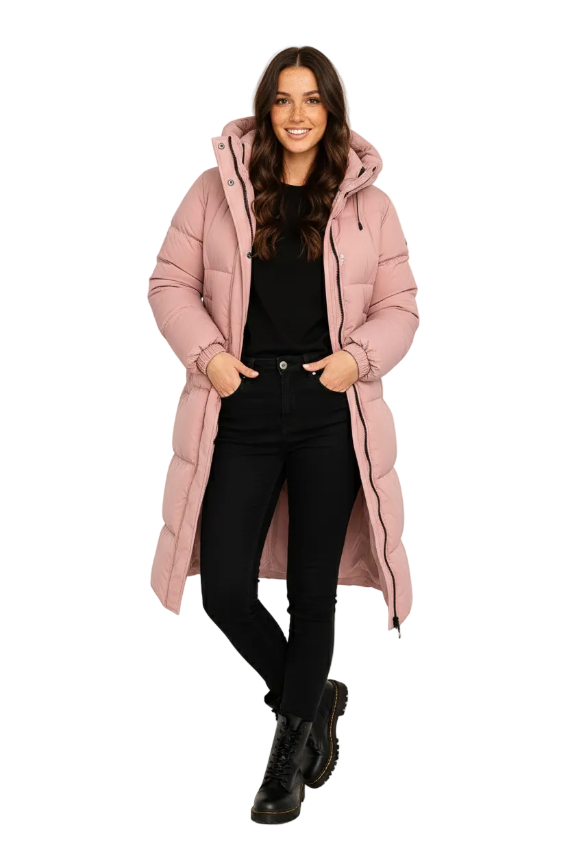 Sammy Women's Long Puffer Coat – Oversized Quilted Winter Jacket with Insulated Padding
