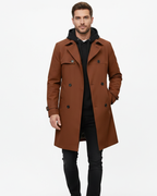 Edward Men's Trench Coat – Double Breasted Belted Smart Long Overcoat