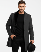 Edward Men's Winter Coat – Long Windproof Smart Overcoat with Classic Lapel