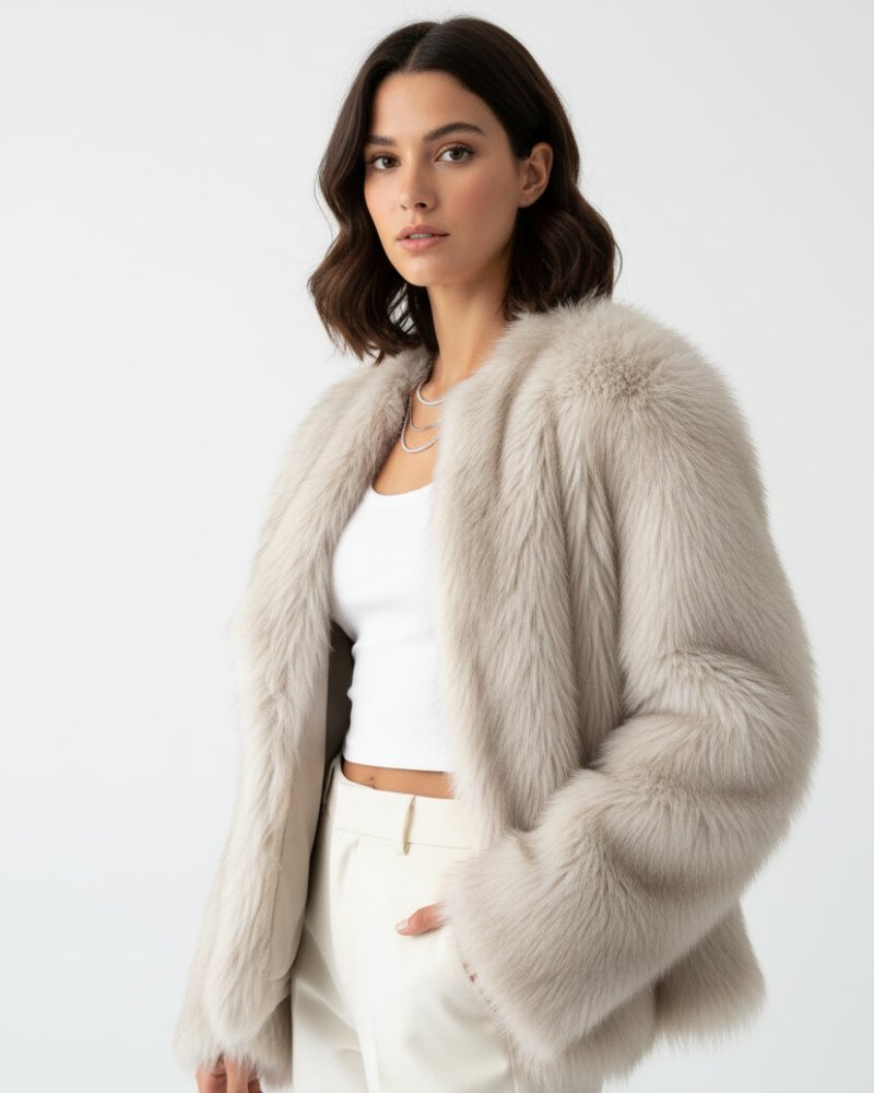 Isabelle Women's Faux Fur Coat – Soft Relaxed Fit Luxury Winter Jacket