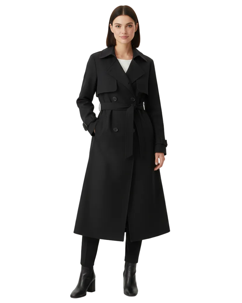 Beatrice Women's Trench Coat – Double Breasted Belted Mid Length Smart Overcoat