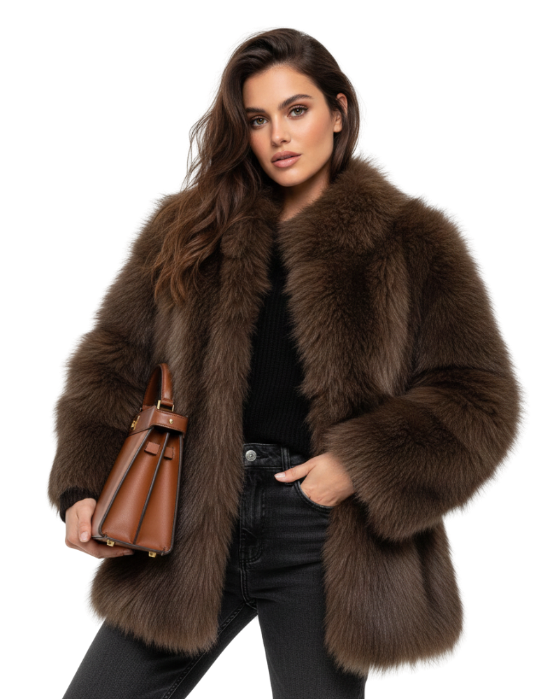 Isabelle Women's Faux Fur Coat – Soft Relaxed Fit Luxury Winter Jacket
