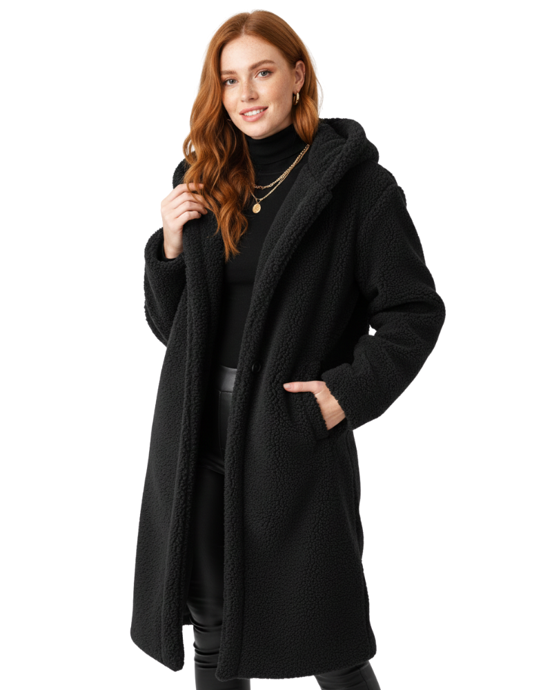 Vivian Women's Teddy Coat – Oversized Wool Blend Winter Faux Shearling Jacket
