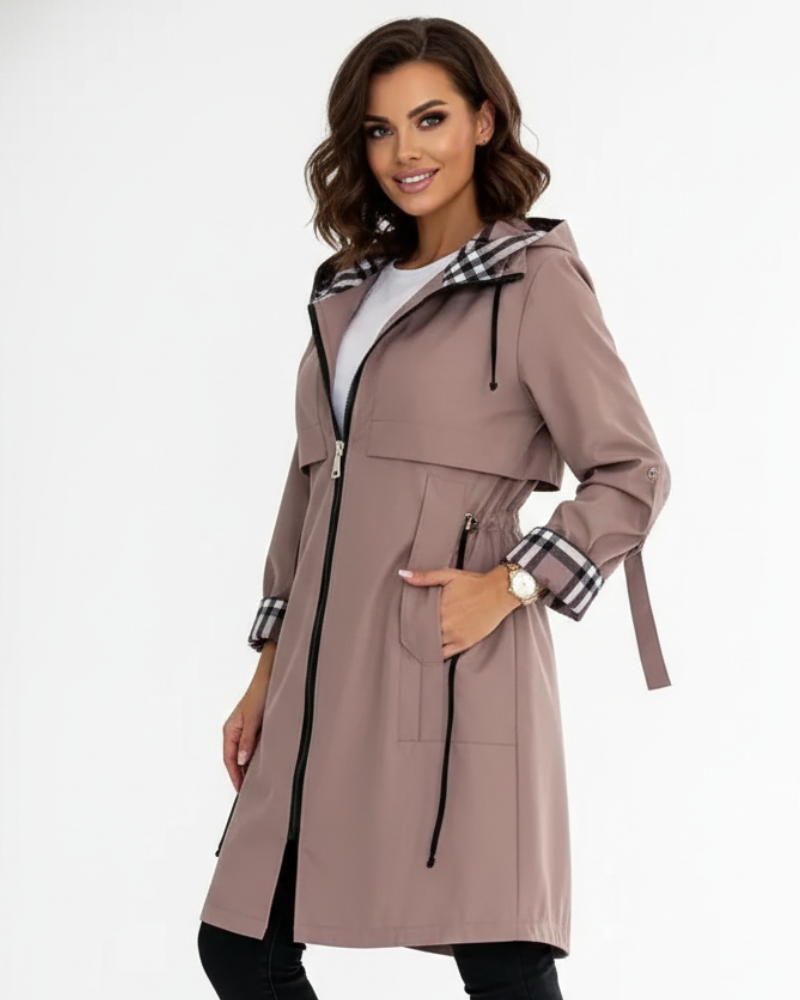 Georgia Women's Waterproof Coat – Hooded Windproof Zip Jacket for Spring & Autumn