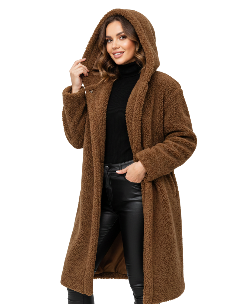 Vivian Women's Teddy Coat – Oversized Wool Blend Winter Faux Shearling Jacket