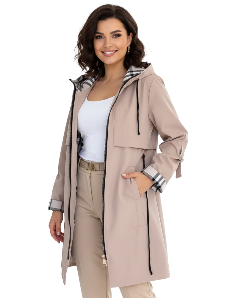 Georgia Women's Waterproof Coat – Hooded Windproof Zip Jacket for Spring & Autumn