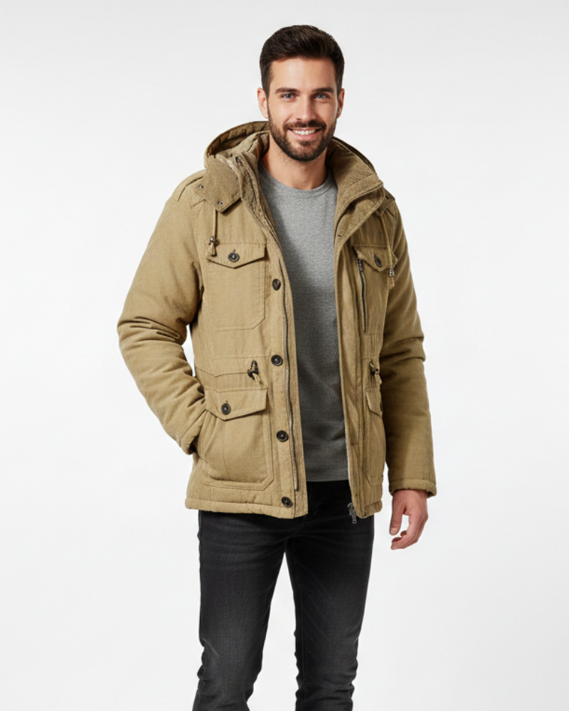Alistair Men's Waterproof Winter Jacket – Fleece Lined Hooded Outdoor Coat