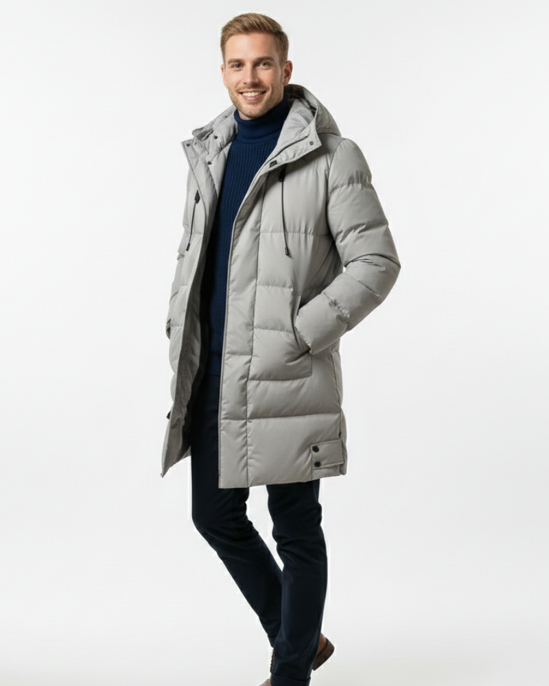 Lachlan Men's Long Puffer Coat – Insulated Hooded Winter Jacket