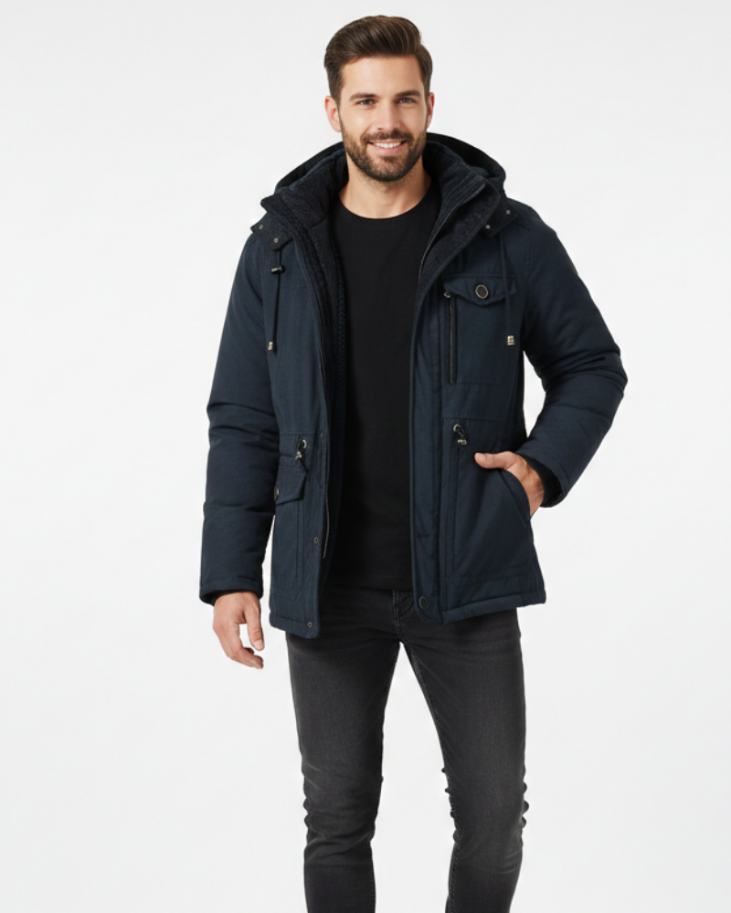 Alistair Men's Waterproof Winter Jacket – Fleece Lined Hooded Outdoor Coat