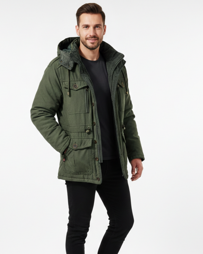 Alistair Men's Waterproof Winter Jacket – Fleece Lined Hooded Outdoor Coat