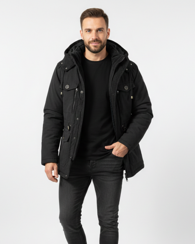 Alistair Men's Waterproof Winter Jacket – Fleece Lined Hooded Outdoor Coat