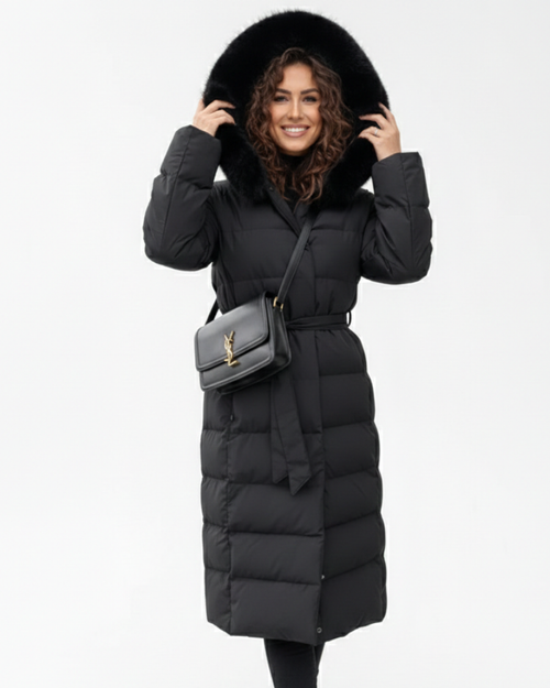 Adeline Women's Long Winter Coat – Water Resistant Hooded Insulated Overcoat