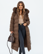 Adeline Women's Long Winter Coat – Water Resistant Hooded Insulated Overcoat