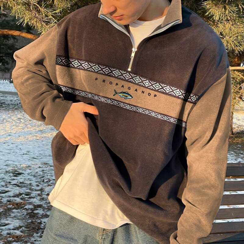 Eddie Men's Quarter Zip Jumper – Retro Knit Smart Casual Autumn Winter Sweater