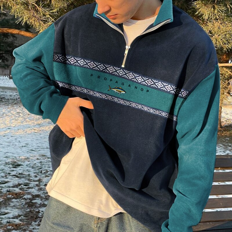 Eddie Men's Quarter Zip Jumper – Retro Knit Smart Casual Autumn Winter Sweater